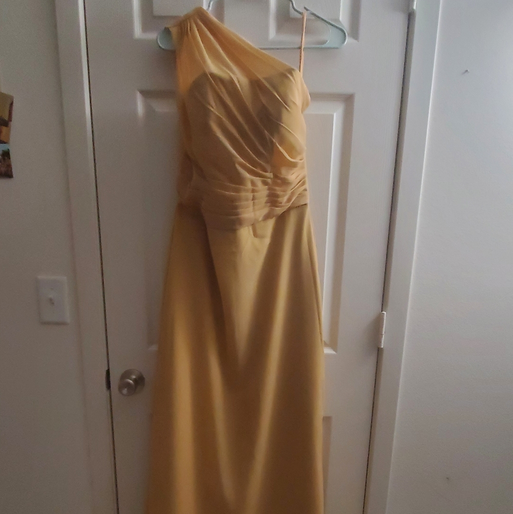 A-Line Sweetheart Floor-Length Gold Bridesmaid